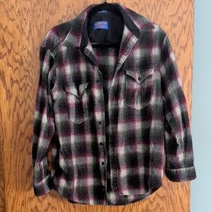 Pendleton Men's Plaid Shirt Jacket in Black, Gray & Maroon